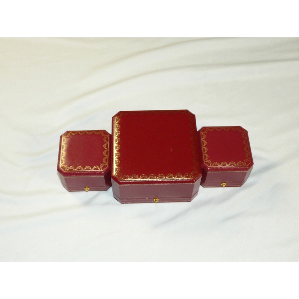 Authentic Cartier Red Jewelry Box Set of 3 | 1 Bracelet Box & 2 Ring Boxes